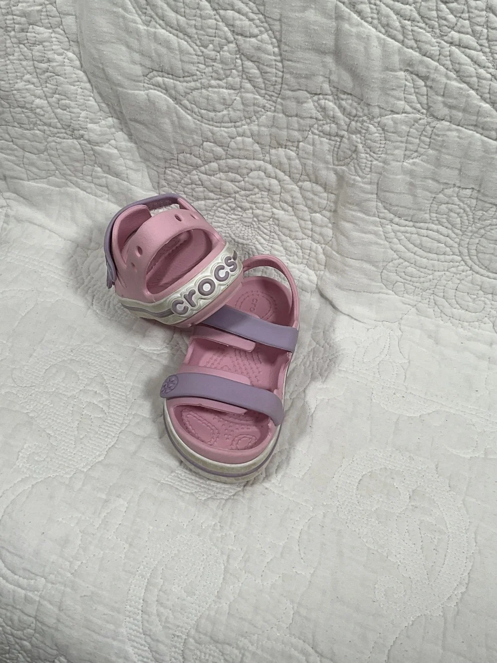 CROCS Pink and Lavender Kids Strap Sandals